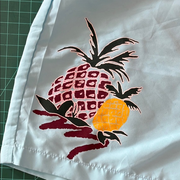 Vintage 90s Low Rise Light Blue Women's Surf Shorts with Pineapple Design 🏄🏼‍♀️ - Picture 7 of 7